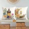 Home Decor Ramadan Kareem Lantern & Flower Pillow Covers Pattern Cushion Cover Suitable for Sofa Bedroom Car Pillow Cover