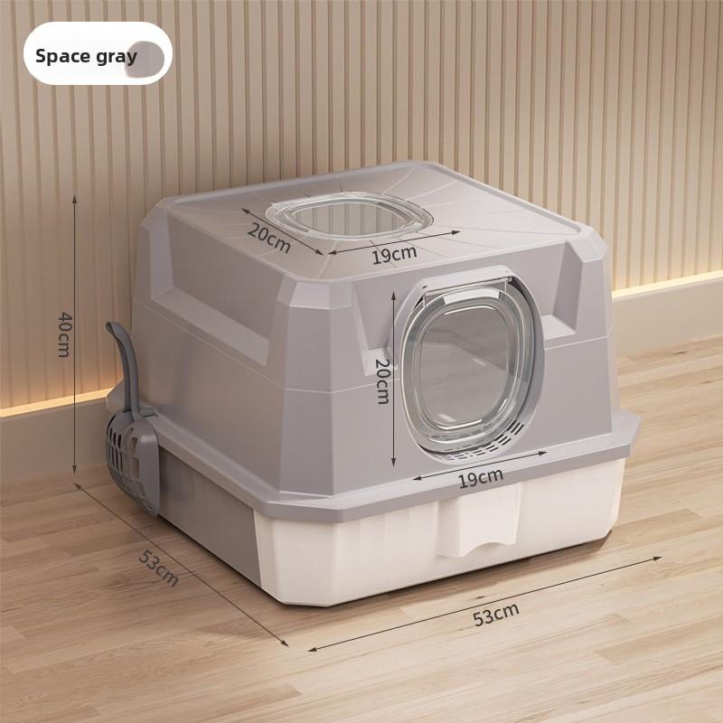 Large Enclosed Cat Litter Box with Top Entry Odor-Proof Drawer System Cat Toilet Anti-Splash Pet Potty High-Sided Cat Bedpans