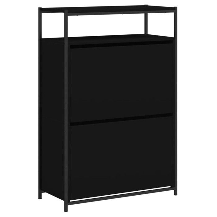 VidaXL Shoe Cabinet Black 75x34x112 Cm Engineered Wood 840034