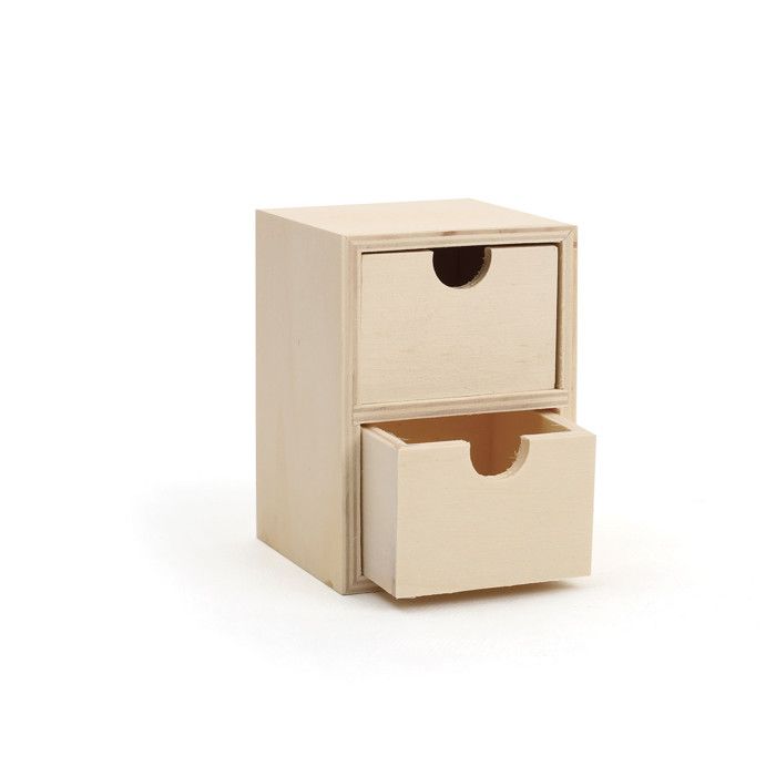 Mini Commode 2 Tiroirs en bois 11 cm