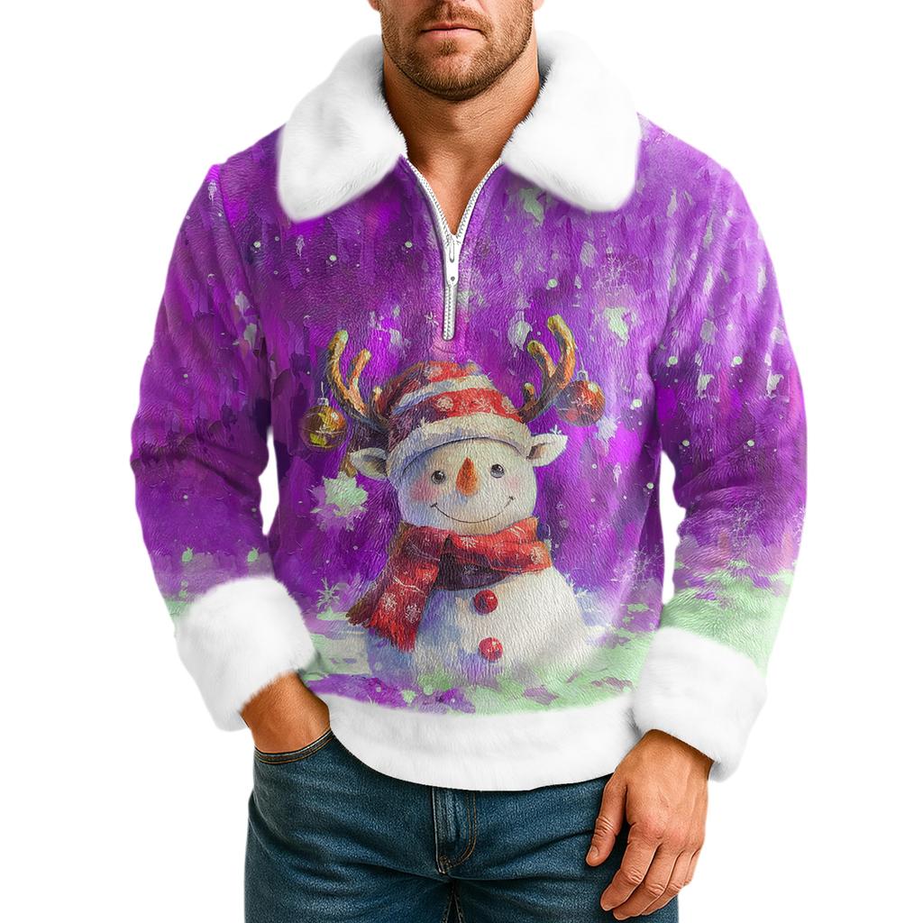 Men's Leisure Half Zipper Flip Collar Hoodie