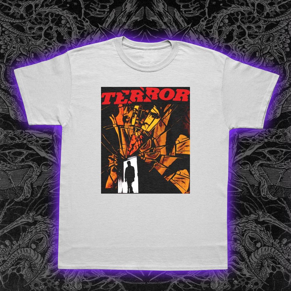 Shattered Mirror Terror T-Shirt Horror Graphic Tee Creepy Psychological Design