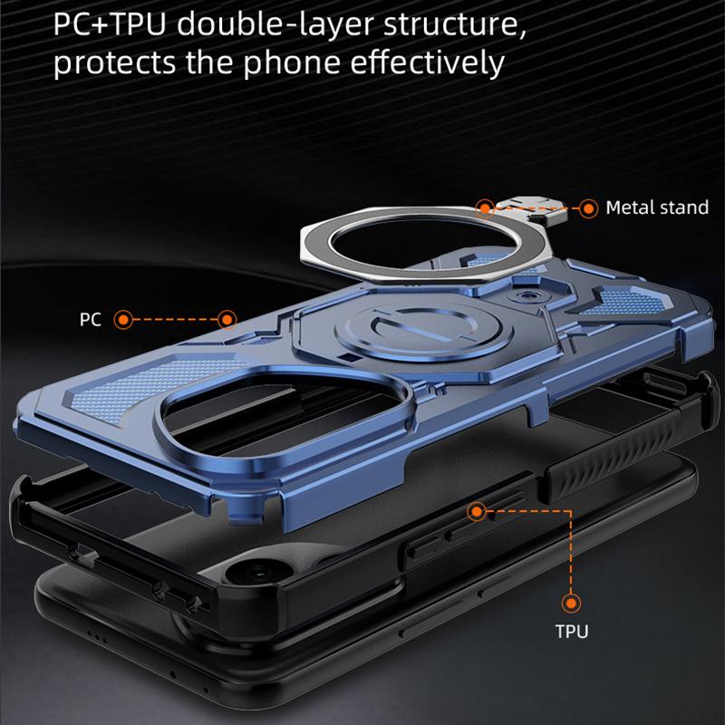 KEYSION Shockproof Magnetic Case for HONOR 400 Pro 5G Upright Live Metal Ring Stand Phone Back Cover for Huawei Honor 400 5G