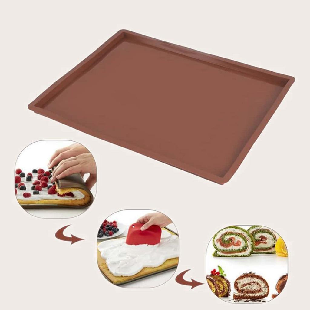 1PC  Multifunctional Silicone Cake Roll Mat Bakeware Tray Pan Painted Pad Pastry Swiss Roll Baking Mold Tool for Kitchen