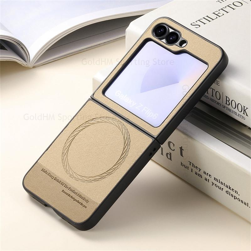 Magnetic Leather Phone For Magsafe Case For Samsung Galaxy Z Flip7 5G Wireless Charging Magsafing Protection Cover For Samsung Z Flip 7 6 5 4 Fundas