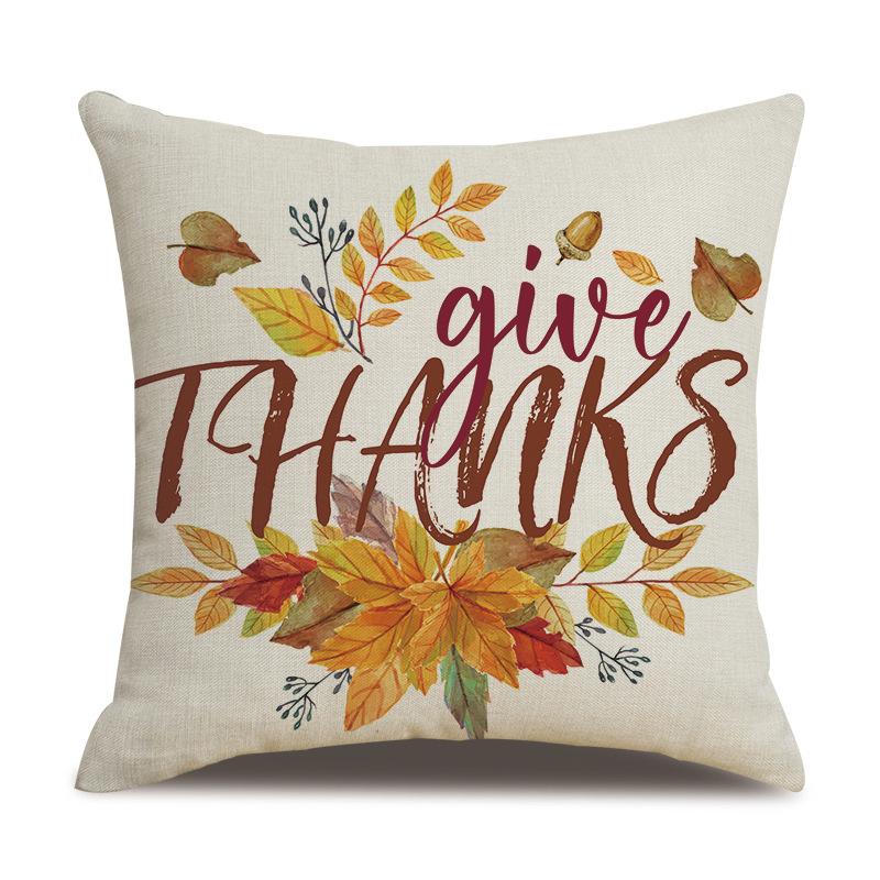 Thanksgiving Linen Pillow Case Autumn Pumpkin Print Supply Pillow Cushion Cover Premium Durable Quality Useful