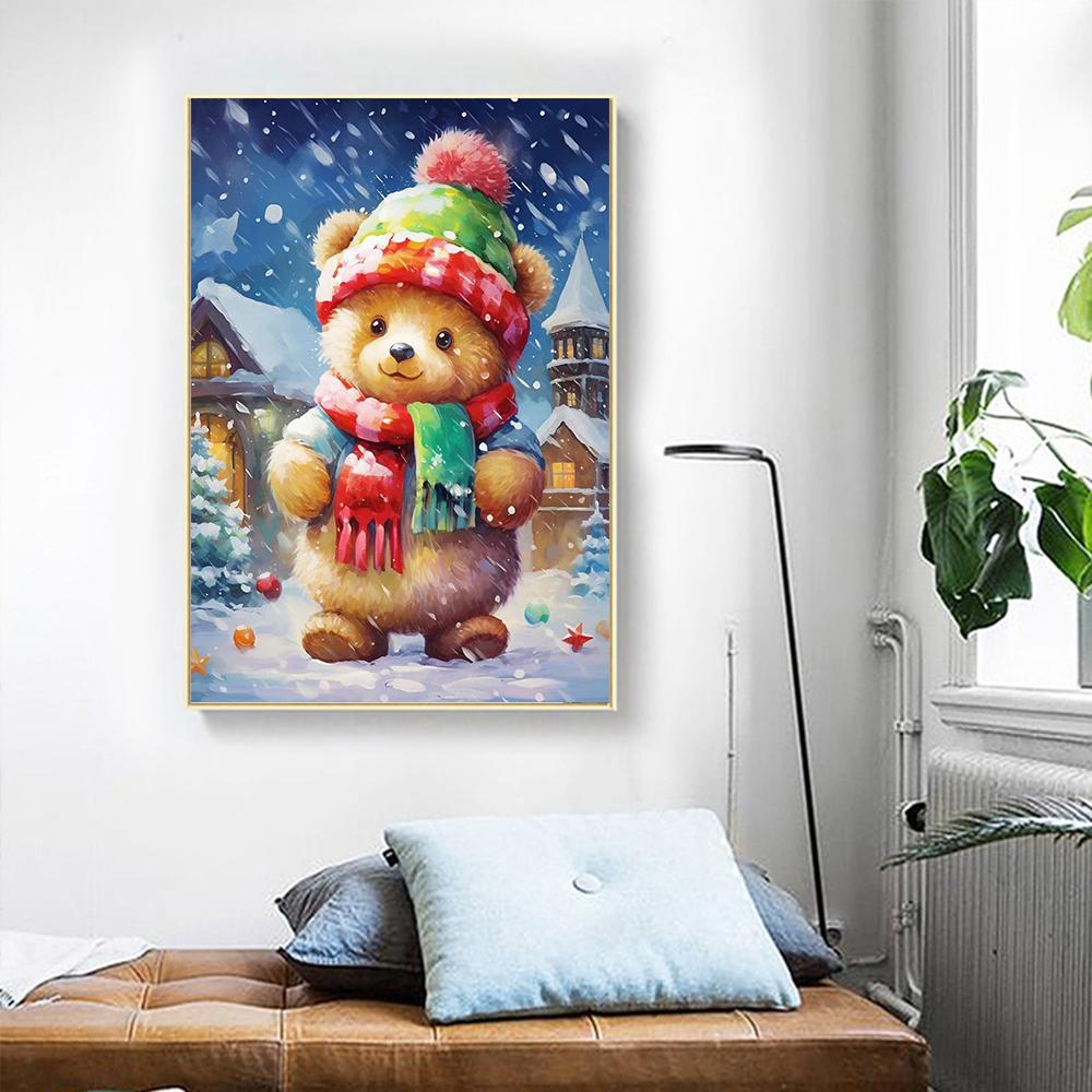 Diamond Painting Kit Bear Animal Home Decor Full Square Round Embroidery Mosaic Winter Christmas Handmade Gift