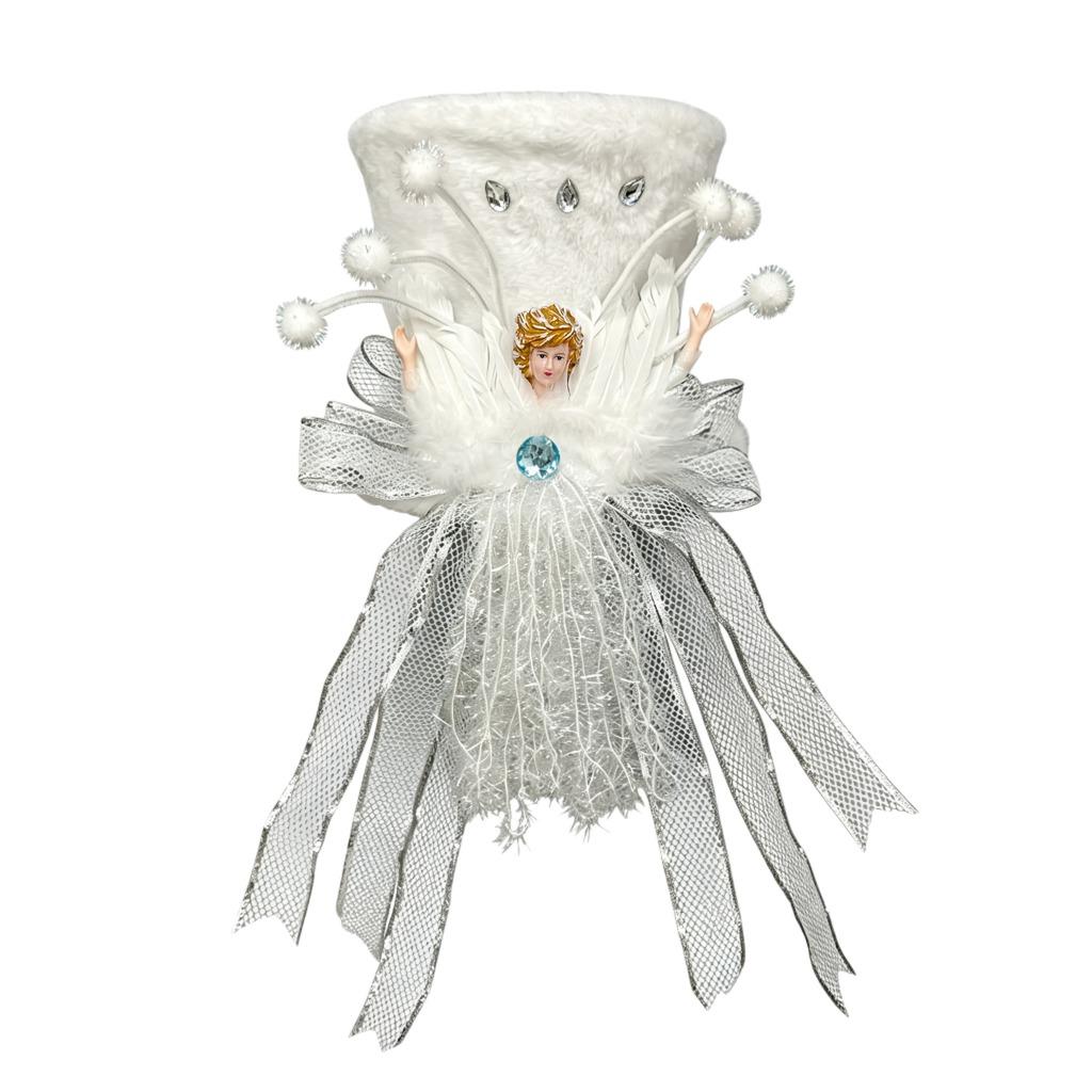 Angel Tree Topper Hat Plush Christmas Tree Top Decoration Plush Christmas Tree Topper Slip-On For Living Room Office