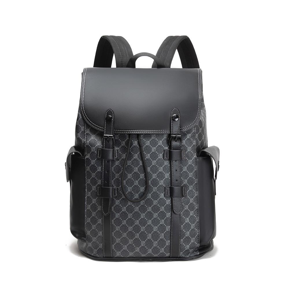 "2024 Trendy pledd klassisk ryggsekk for menn - stor kapasitet, allsidig og uformell"