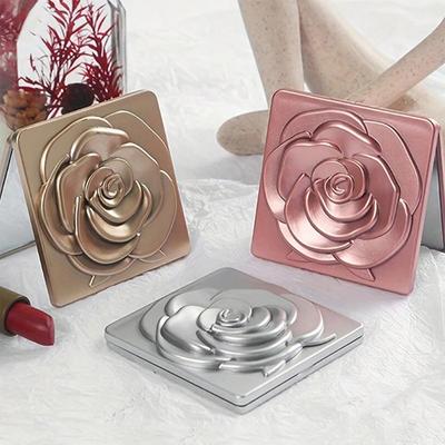 Rose Compact Mirror Square Travel Portable Makeup Mirror Double-Sided Cosmetic Mirror Gifts for Wedding Bridal Shower Party