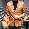 Spring Thin Men's Leather Jacket Men's Slim Leather Suit PU Leather Jacket Suit Men's Jacket