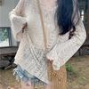 Hollow Out Long Sleeved Knitted Sweater Women's Korean Version Short Cover Shirt Summer Loose Sun Protection Sweet and Spicy Top