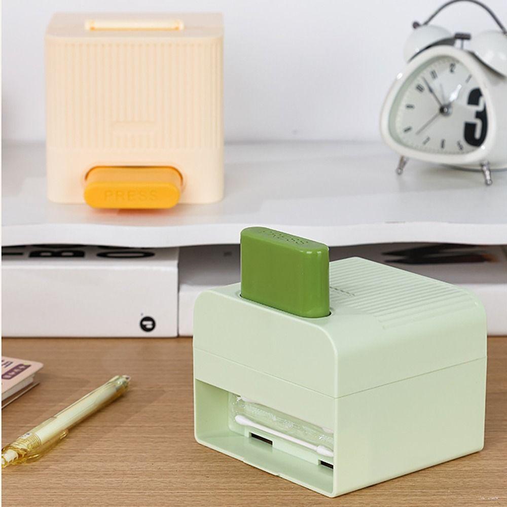 Dustproof Lid Press Cotton Swab Box Wall-mounted Press Type Cotton Swab Container Space-saving Easy Installation