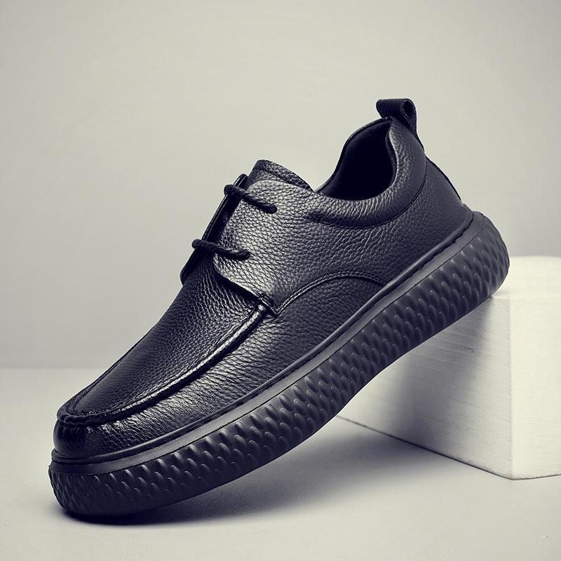 Loafers men's shoes 2025 summer one-pedal casual leather shoes men's leather breathable thick-soled comfortable Doudou shoes men