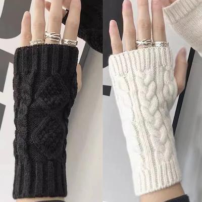 Women Long Fingerless Gloves Winter Mitten Knitted Warmer Arm Sleeve Warm Punk Soft Fingerless Unisex Gloves for Women