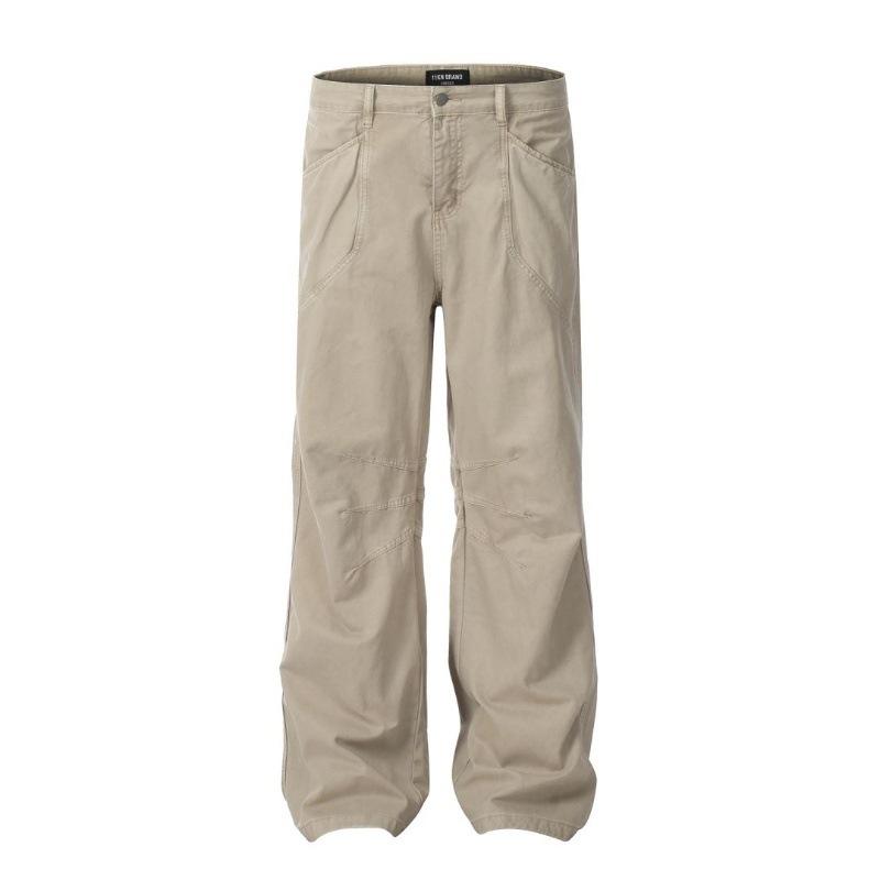 Work Pants for Men, Retro Washed Straight Leg Jeans, Slightly Flared