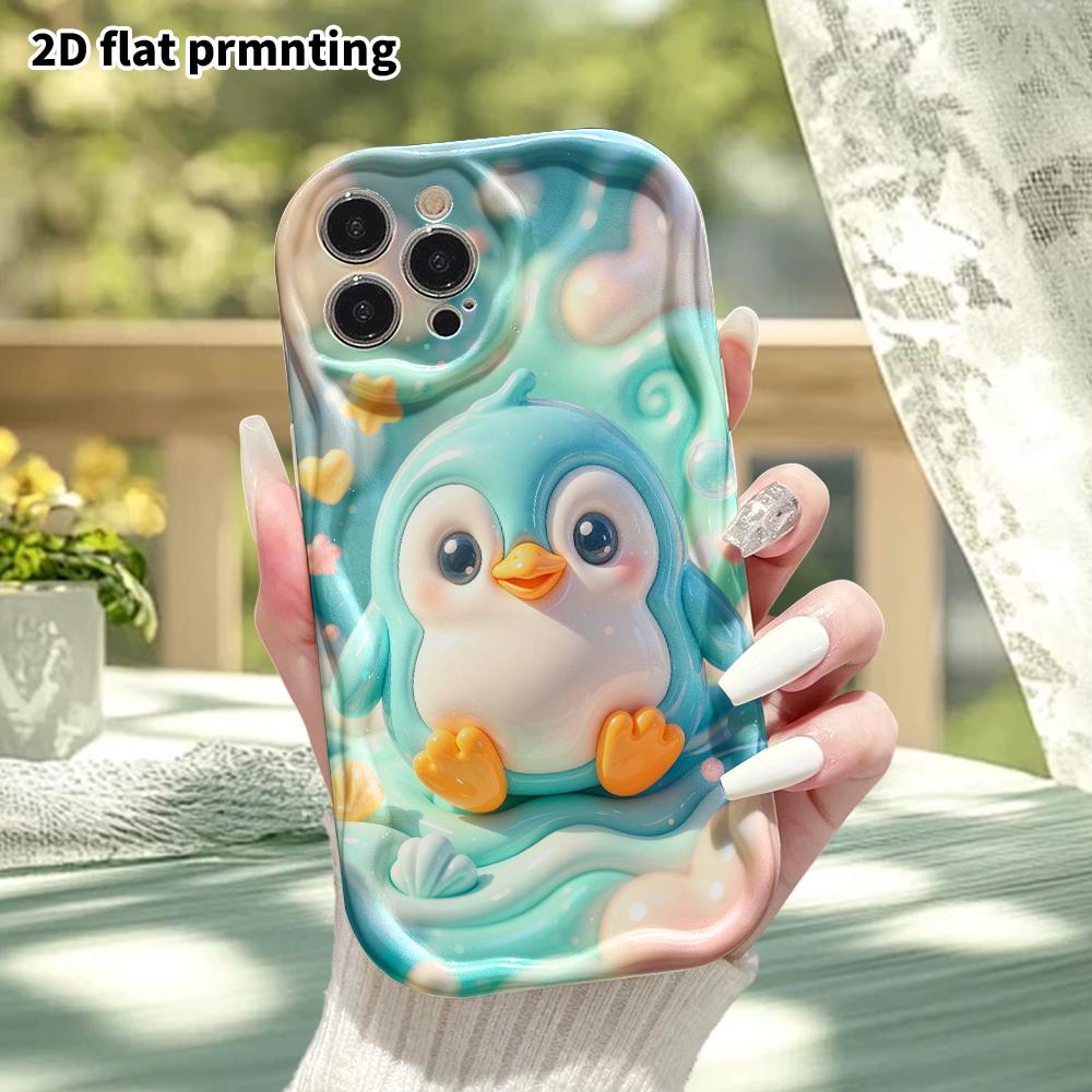 Phone Case: 2D Flat Design Suitable for iPhone 18 17 16 15 14 13 Pro Protective Case, Jelly Little Penguin, Perfect Christmas and Halloween Holiday Gi