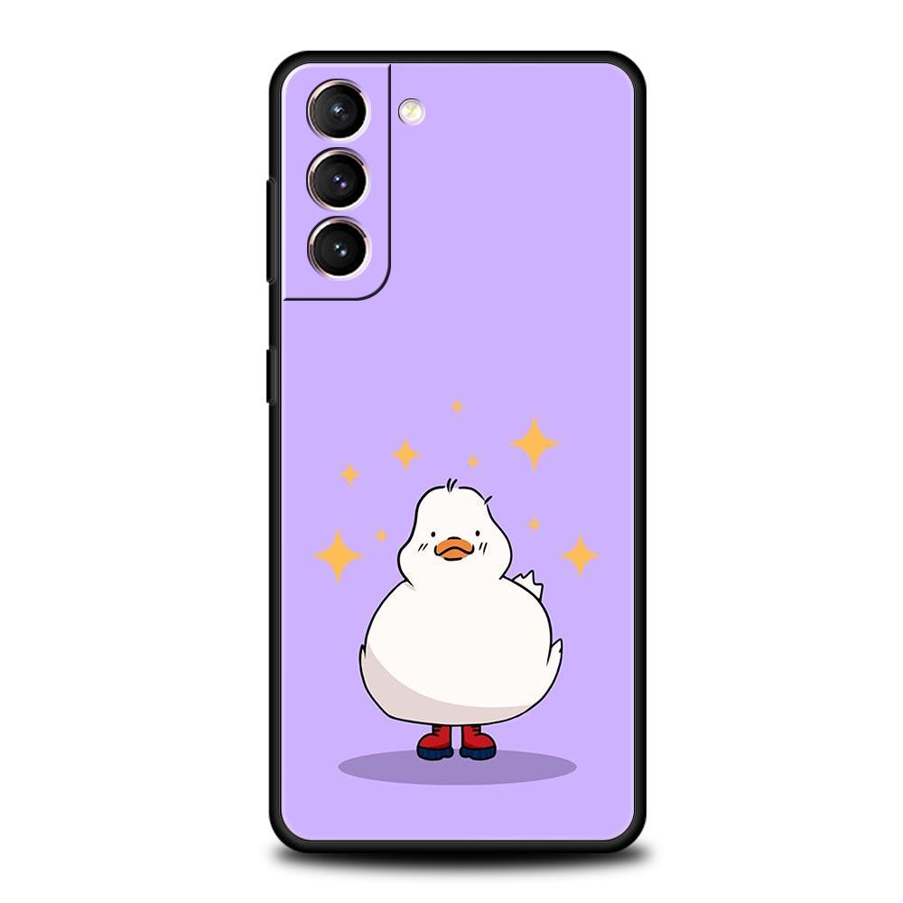 Cute Cartoon Duck Phone Case For Samsung Galaxy S24 S23 S22 S20 Ultra S21 FE 5G S10 S9 Plus S10E S8 Soft Silicone Cover