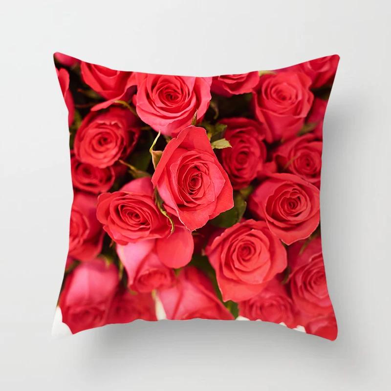 Floral Print Throw Pillow Cover Living Room Sofa Decor Car Office Seat Cushion   Home  45x45 cm