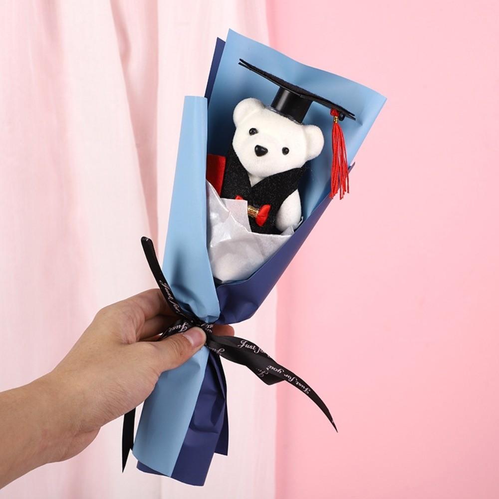 Bouquet Decoration Bear Bouquet Graduation Gift Graduate Dr. Bear Bouquet Birthday Party Teacher s Day Cartoon Lovely Bear синий
