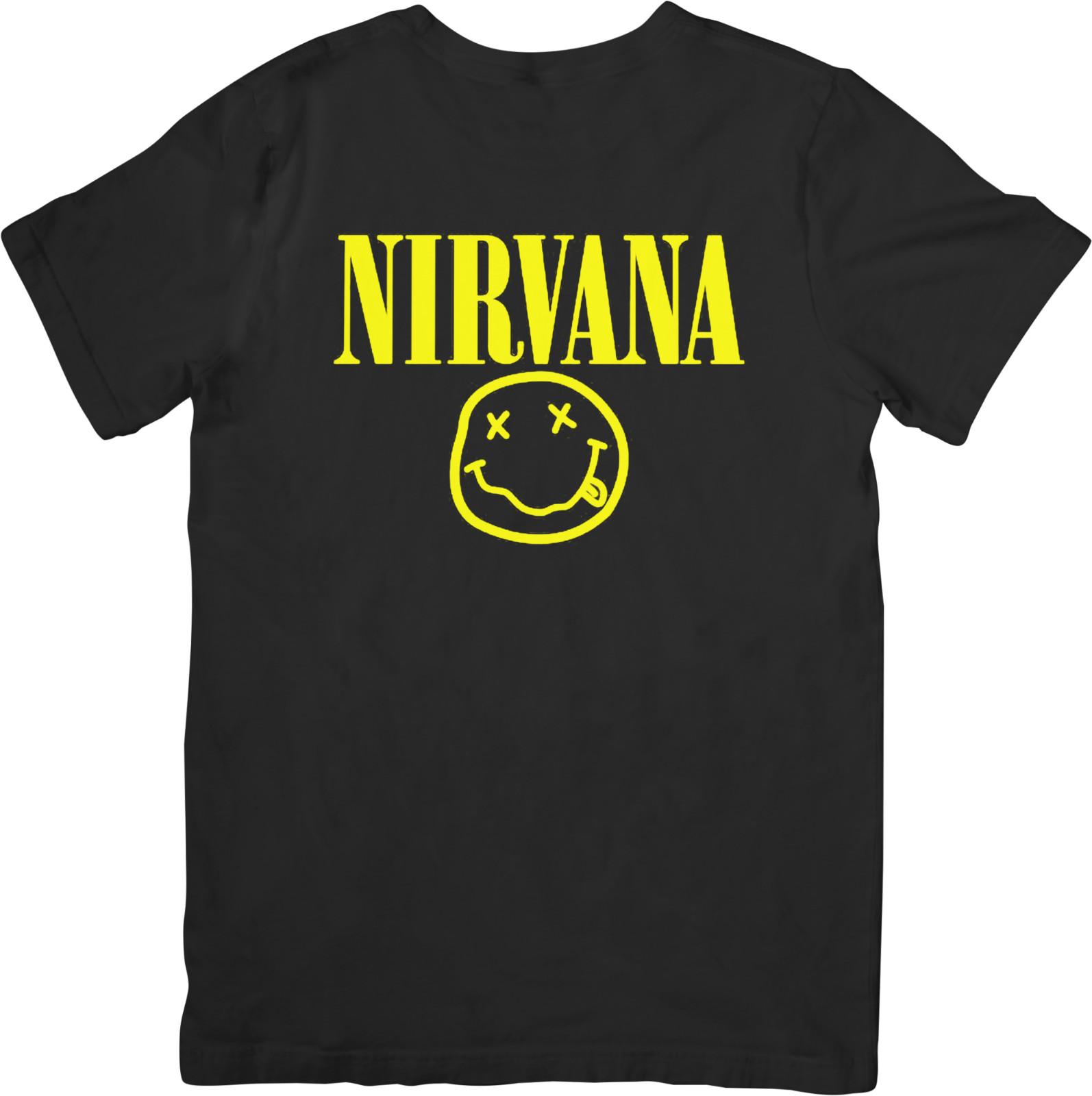 NIRVANA Музыка Унисекс Посадка для Мужчин Женщин Качественная Хлопковая Футболка Черная M