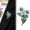 Literary Style Jewelry Forget Me Not Flower Brooch, Alloy Blue Floral Lapel Pin, Memorial Enamel Elegant Suit Accessory Brooch Pin for Coat,