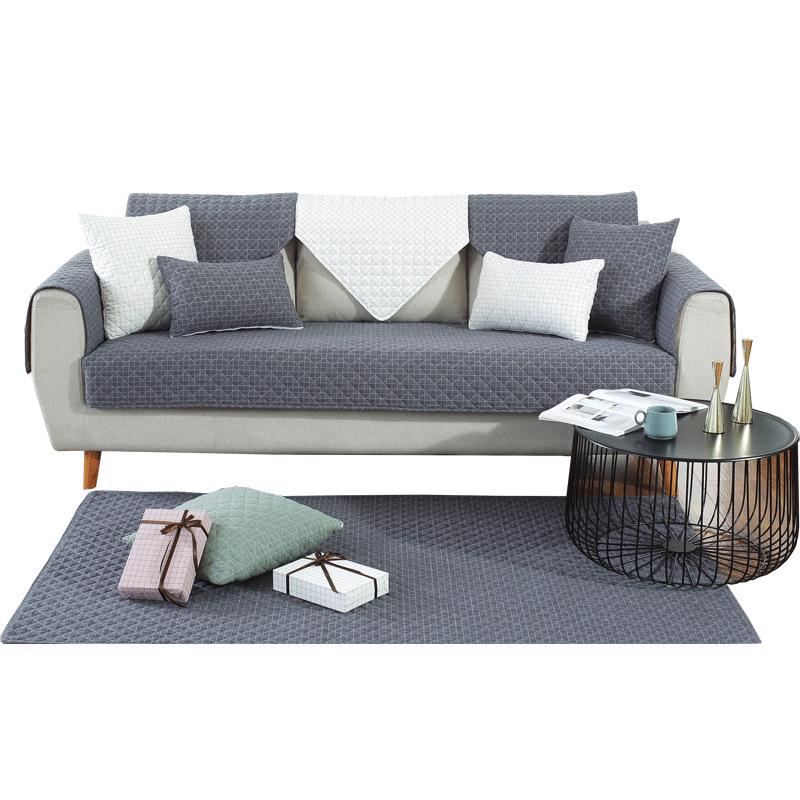 Modern Simple Four-Season Universal Color-Dyed Washed Cotton Sofa Cushion Fabric Non-Slip Leather Sofa Cover Towel Seat Cushion