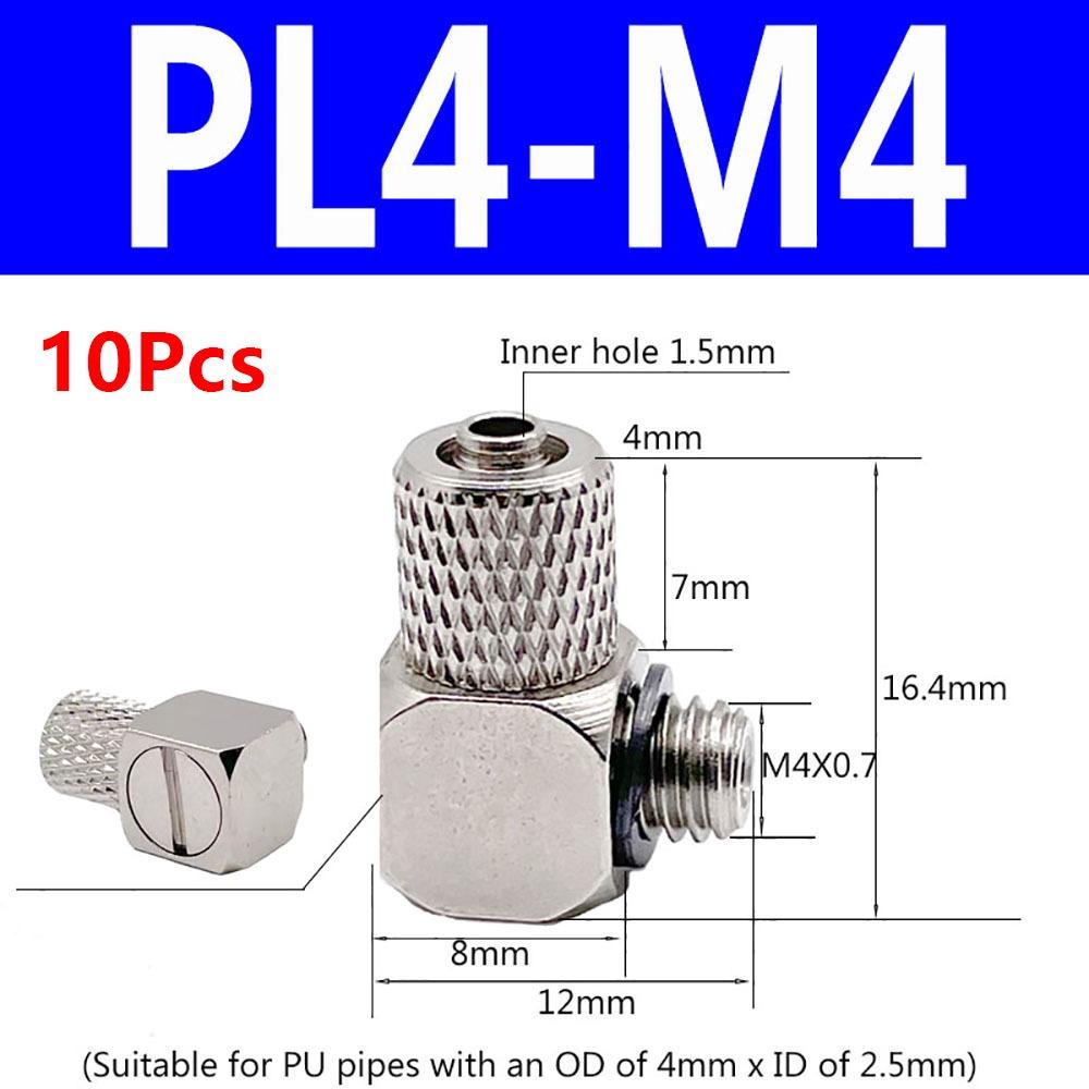 10Pcs Male Thread Air Tube Connector M3 M4 M5 M6 Pneumatic Pipe Connector Quick Fitting Fast Joint