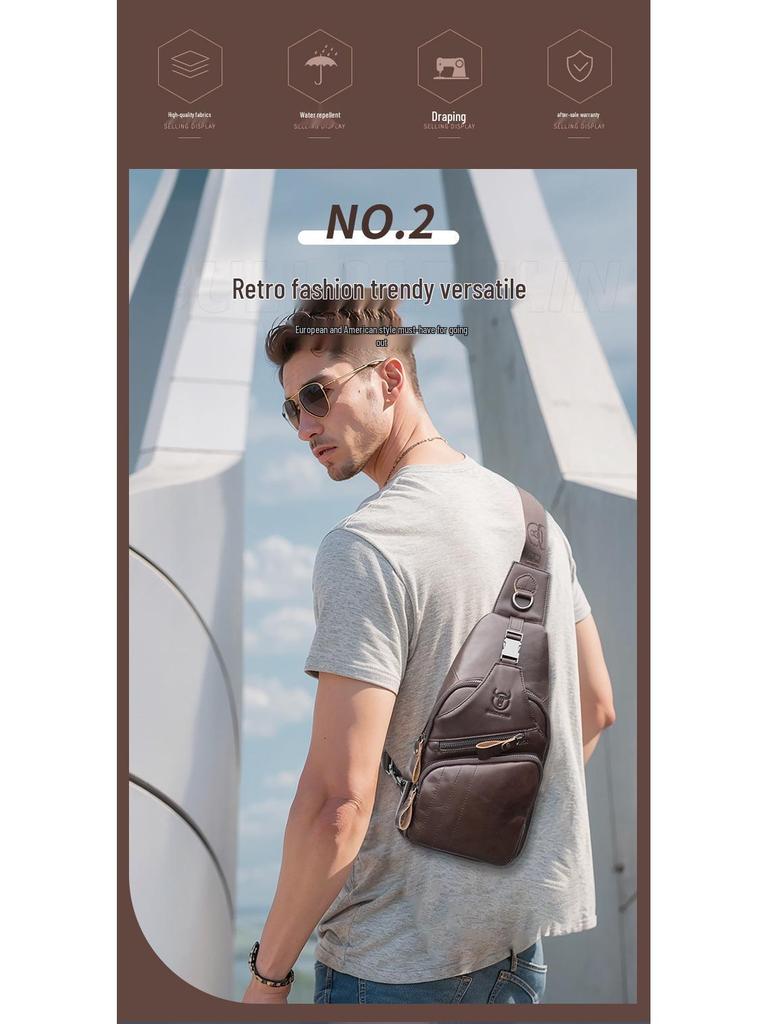 Cow Captain Premium Leder Herren Umhänge-Brusttasche für Tablets und Telefone