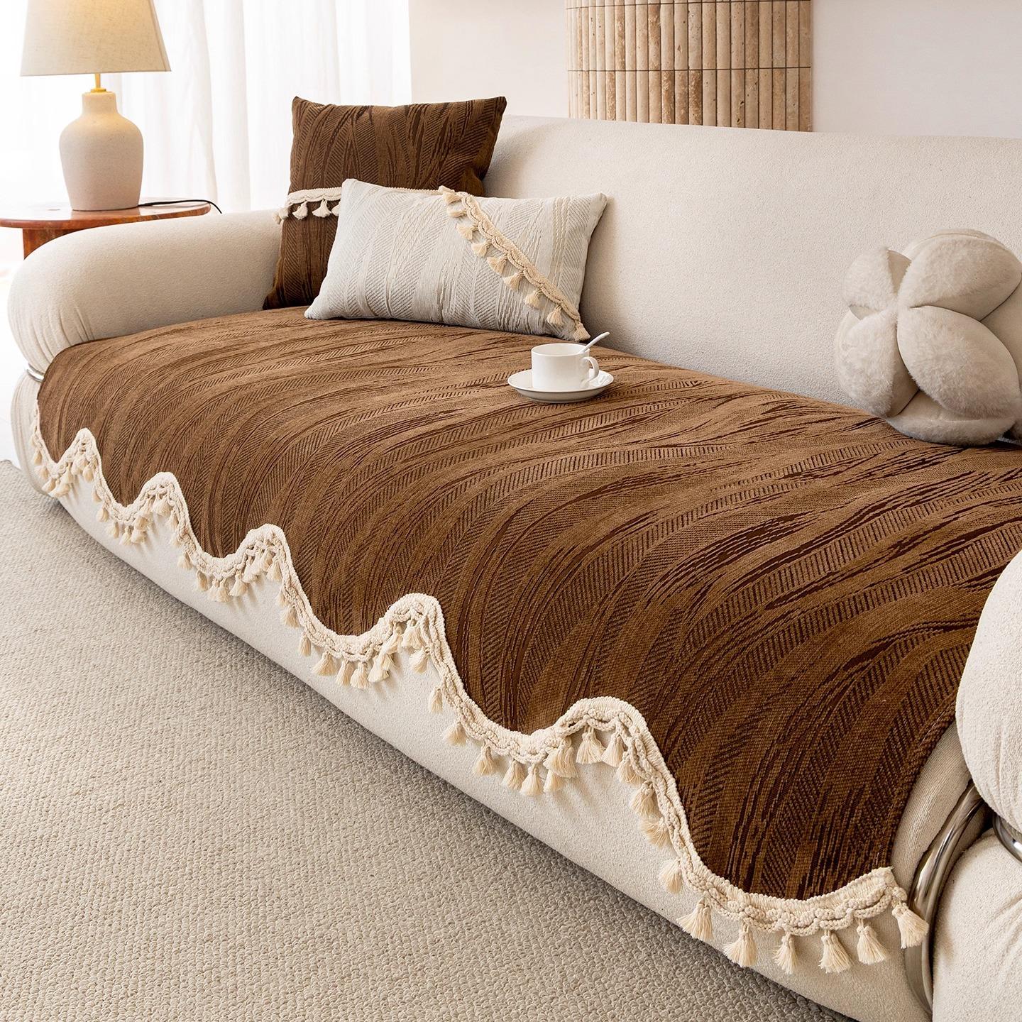 

Неправильной формы диванная подушка из шенилла 2025 новая цельная высококлассная нескользящая диванная подушка для гостиной 30 * 50cm Waist Pillowcase