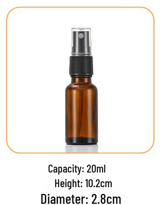 Brown Glass Spray Bottle, 5-100ml, Essential Oil & Hydrating Refill, Portable Press-type Sample Bottle
