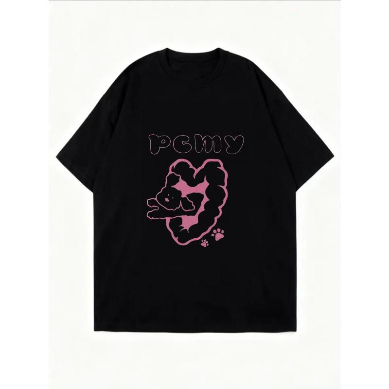 White Oversized T Shirt With Pink Pcmv Panda Graphic And Text For Casual Wear