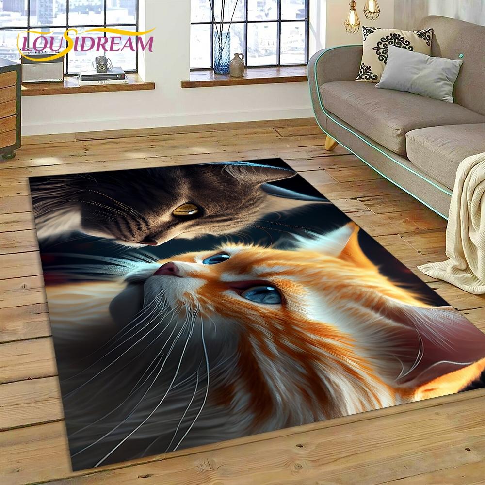 3D Persian Cat,Cute Calico Cat,Ragdoll Cartoon Rug Carpet for Living Room Bedroom Home Decor,Non-slip for Sofa  Doormat Gift Kid
