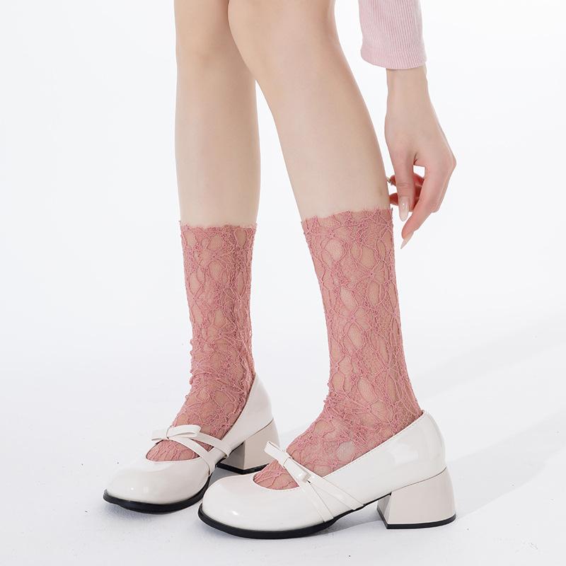 Women's Summer Thin Mesh Lace Ballet Style Mesh Mid Tube Stack Socks