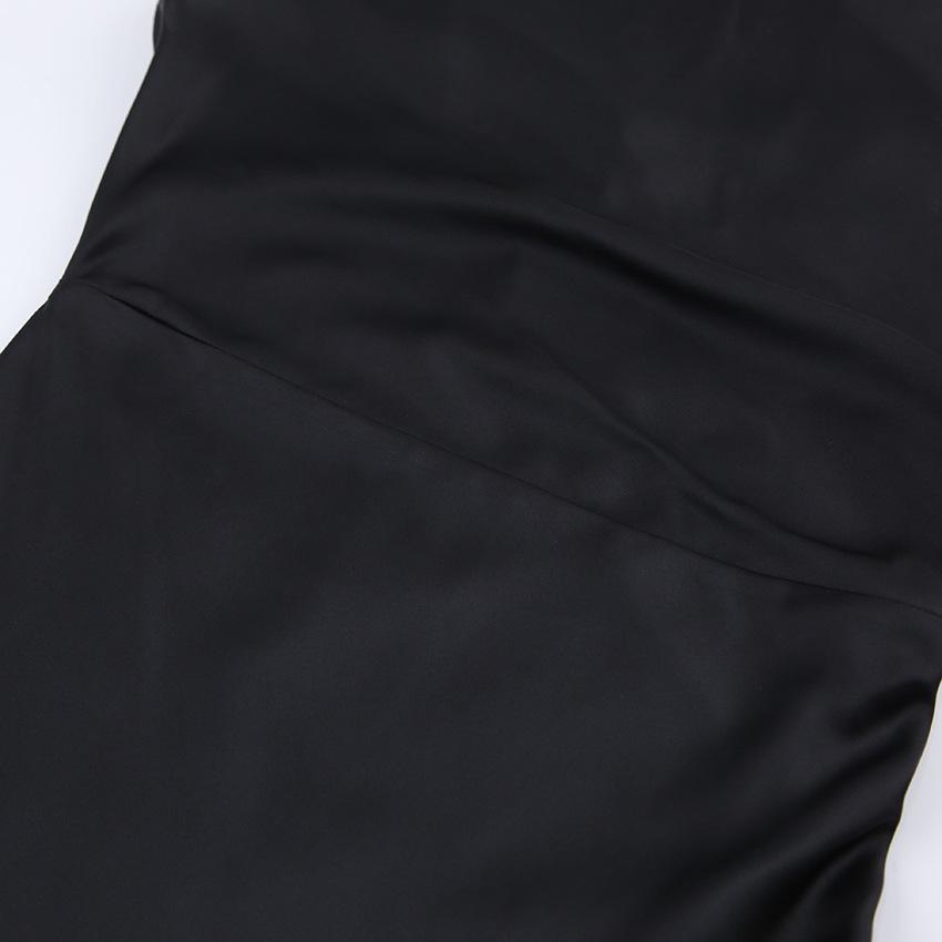 2024 Summer Ice Silk Little Black Dress - Elegant, Sexy Backless Long Skirt