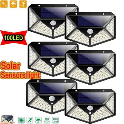 Zewnętrzna lampa uliczna solarna 100 LED solarna lampa ścienna czujnik ruchu lampy ogrodowe na ogrodzenie IP65 wodoodporna solarna lampa ścienna na werandę