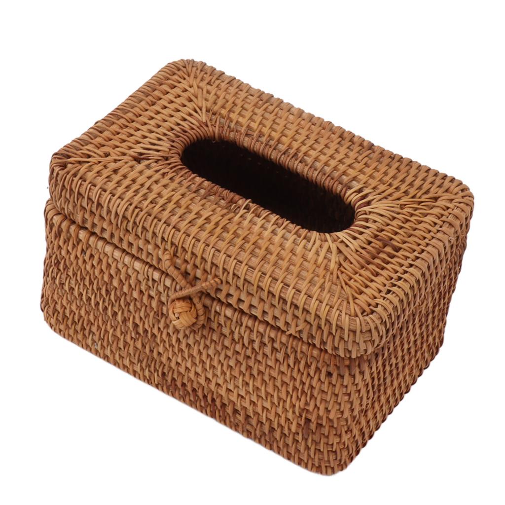 Rectangular Rattan Tissue Box Cover Rattan Woven Tissue Box Holder for Bathroom Organizer Countertop Bedroom Living
