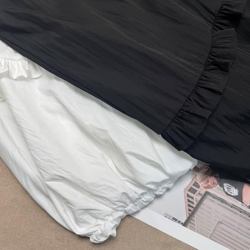 Bailuyu Sweet Style Ruffle Hem Elastic Waist Long Skirt
