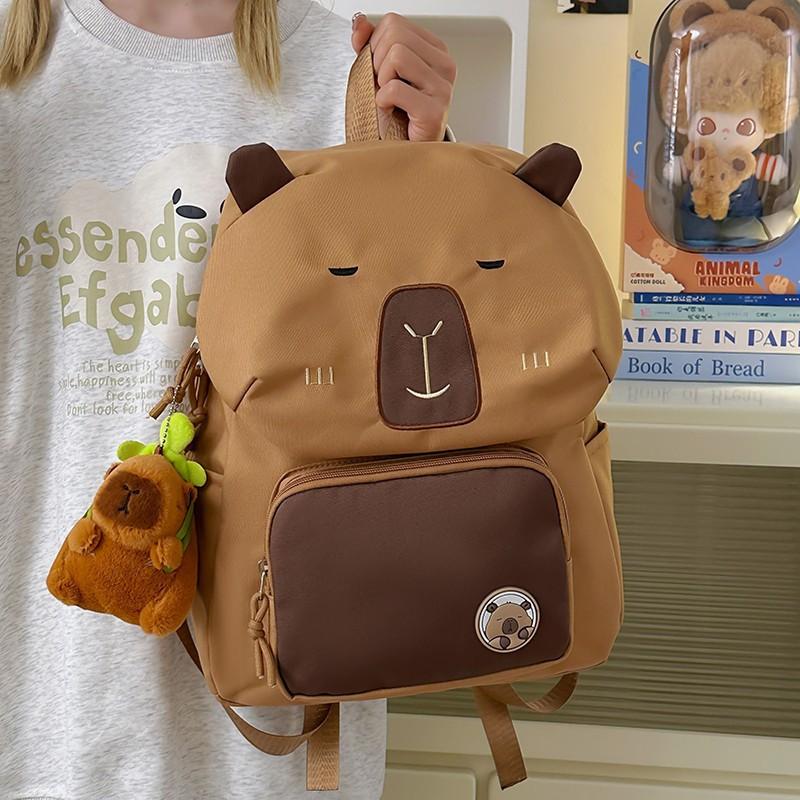 

Kapibala Dolphin Backpack New Cute and Funny Backpack Versatile Casual Large Capacity Student Backpack with pendant коричневий