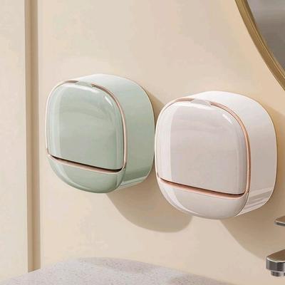 Porte-savon de luxe mural sans perçage avec couvercle et égouttoir pour salle de bain