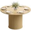 Round Dining Table for 4-6, 120 x 75 cm, Fluted Base, Natural Wood