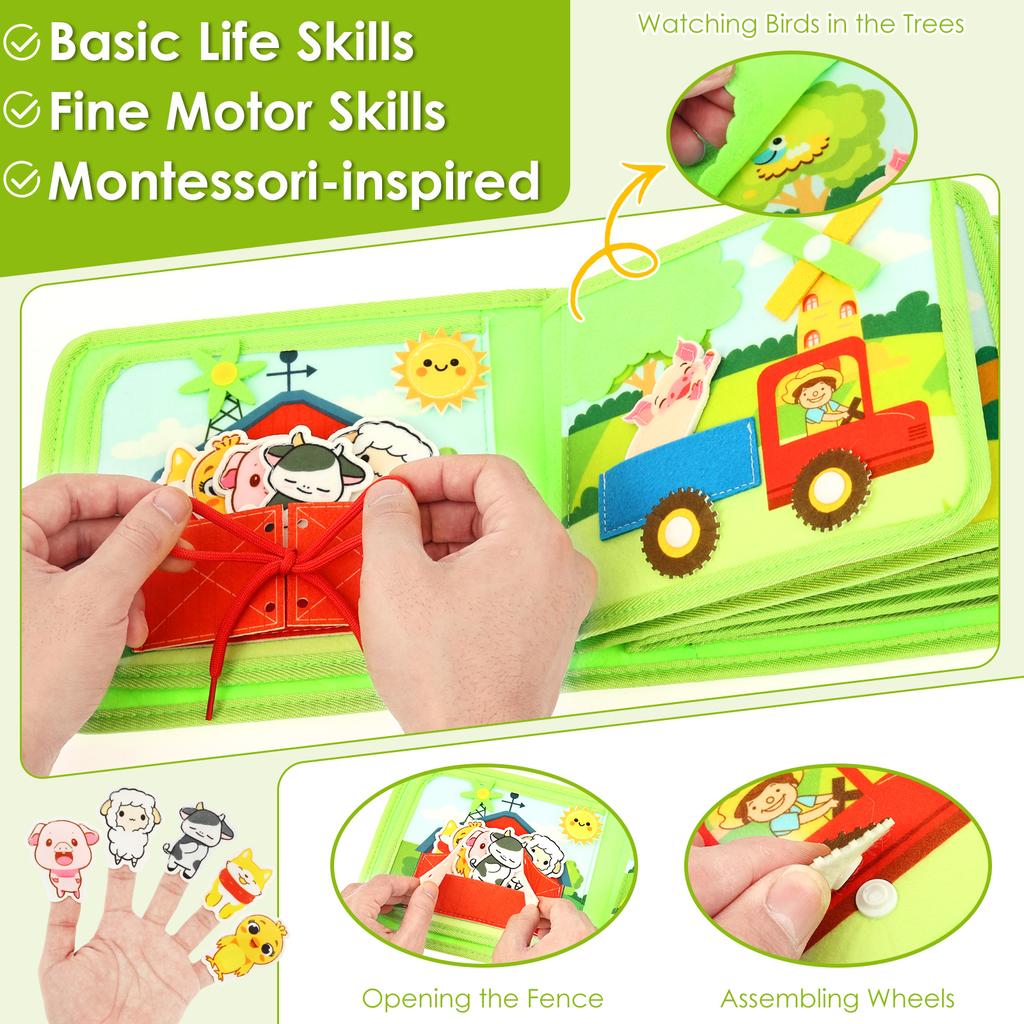 Montessori Busy Book for Toddler 1 to 3 Montessori Toy for 1 to 2 Year Old Boy Girl Birthday Present Educational Learning Book
