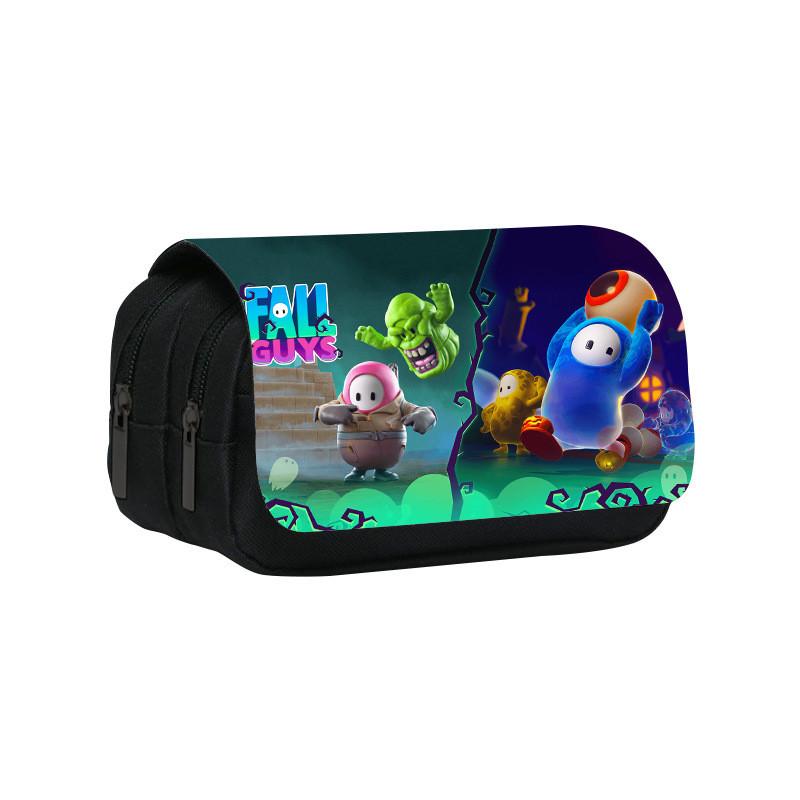 Fall Guys Pencil Case Double Layer Cartoon Stationery Bag For Students And Kids