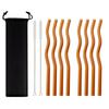 Wavy Glass Straws 11pcs Multicolor Reusable Glass Drinking Straws with Black Pouch for Drinking Beverages Coffee Milk Tea