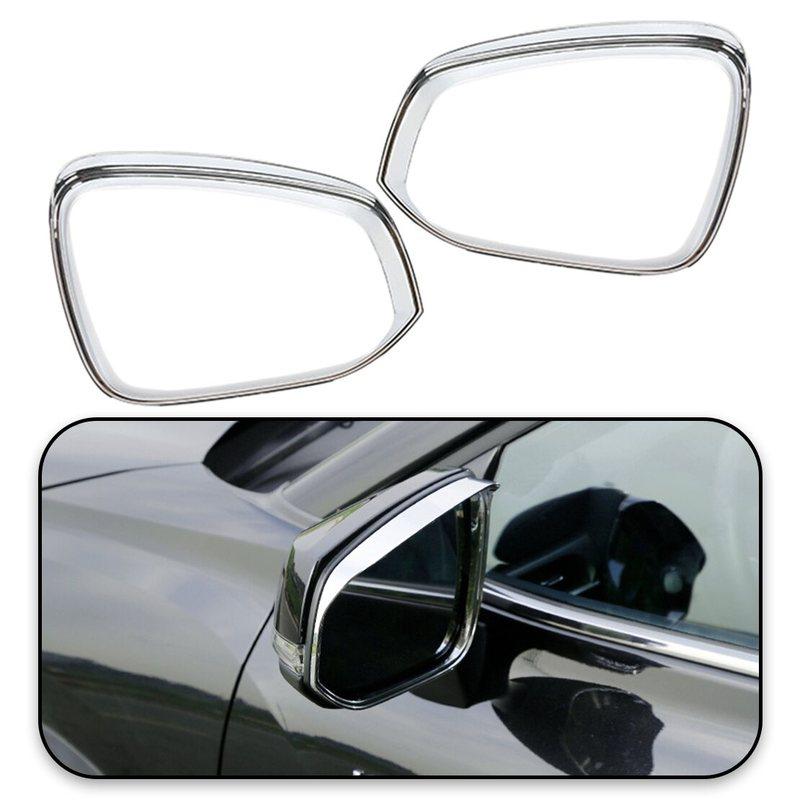 1 Pair Rearview Mirror Rain Eyebrow Cover Trim Silver ABS Fit For Toyota Highlander -