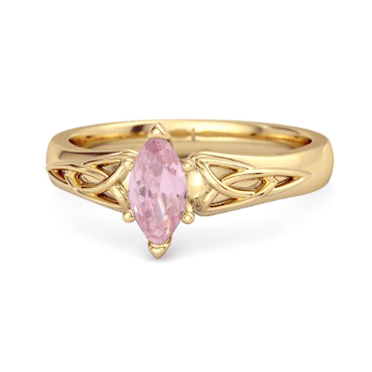 

Celtic Pink Zirconia Women Wedding Ring 925 Sterling Silver Gold Vermeil Trinity Knot Band Women Wedding Ring 6 золотий/жовтий