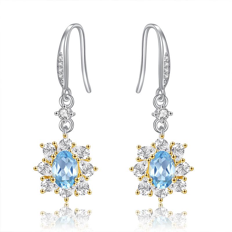 High-end Niche Light Luxury S925 Sterling Silver Natural Colored Treasure Earrings, Earrings Do Not Fade, Jewelry