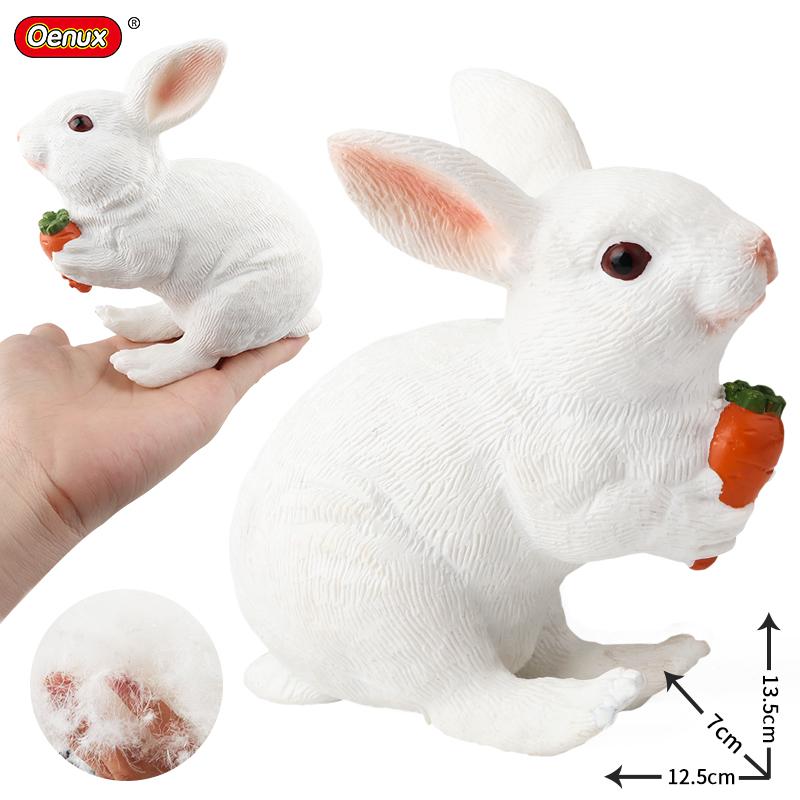 Oenux Soft Cotton Farm Animals Cow Horse Pig Hen Cat Dog Model Action Figures Wild Lizard Donkey Koala Educational Kids Toy Gift