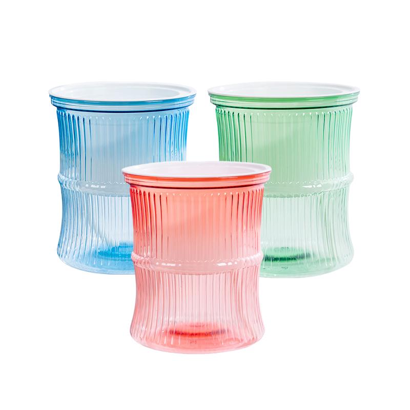 

4pcs Hydroponic Flower Pot Automatic Water-Absorbing Flowerpot Color Transparent Bamboo-like Glass Plastic Double Layer Planter
