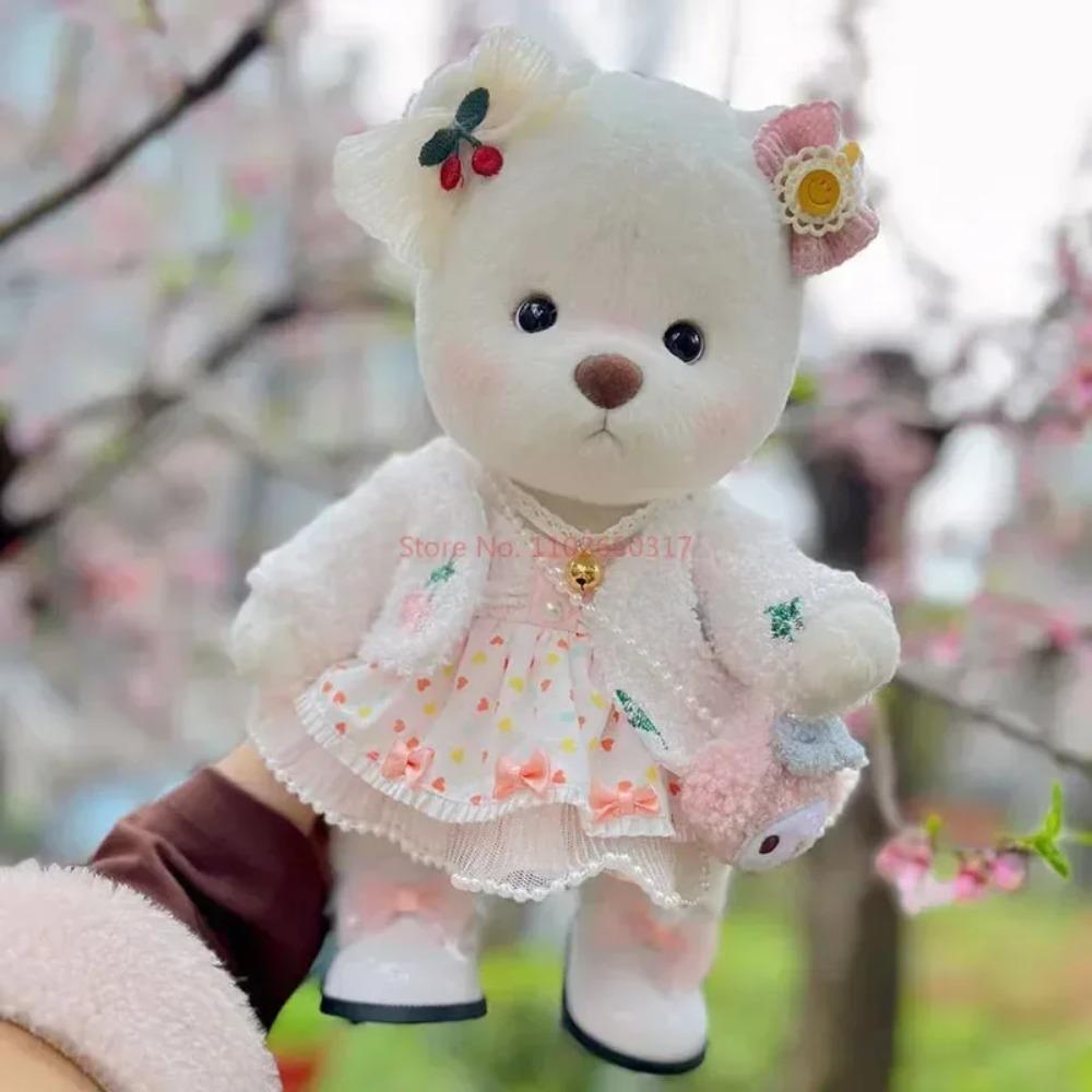 Haine Pentru Jucării de Pluș de 30cm Kawaii Ursuleț de Pluș Haine Pufos Urs Moale Alb Maro Confortabil Drăguț Ursuleț Cadou Copii